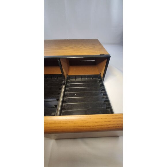 Vtg VHS Video Cassette Tape Drawers Storage Faux Wood Cabinet 14 Holds 1980s - Picture 5 of 12